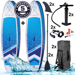 BRAST SUP Board Dude + Dude Partner-Set Aufblasbares Stand up Paddle Set 320x81x15cm incl. Zubehör Fußschlaufe Paddel Pumpe Rucksack