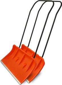 Bituxx Schneeschieber 80cm Schneeschaufel Schneewanne Schneeschild extra Breit mit Bügelgriff und Räder Orange (2 Stück) MS-19578
