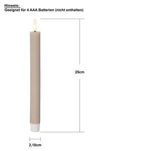 Star Trading LED Stabkerzen beige geriffelt 2er Set Flamme 3D 6/18h Timer 2,1x25cm