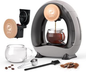 Einmal-Kaffeemaschine mit Filter für gemahlenen Kaffee, Americano Mini-Kaffeemaschine für eine Tasse, One-Touch-Bedienung, 4-8 oz Brühgrößen (Grau)