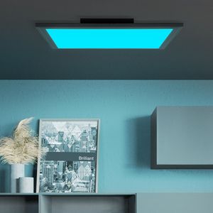 BRILLIANT schwarze LED Panel Deckenleuchte ABIE | dimmbar Deckenlampe mit RGB-Beleuchtung | 40x40cm | 24 W 2400 Lumen 2700-6200 Kelvin | Metall/Kunststoff