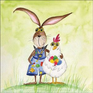 Ostern – Servietten 33x33 cm Sunny Easter - Hase und Huhn