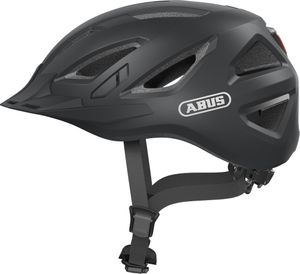 ABUS Stadthelm Urban-I 3.0 - Fahrradhelm mit Rücklicht, Schirm und Magnetverschluss - für Damen und Herren - Schwarz Matt, Größe L