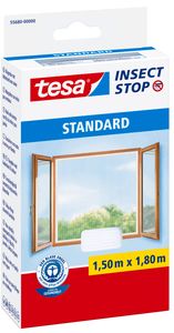 tesa Fliegengitter Standard Insektenschutz Fenster ohne Bohren weiß 1,5 x 1,8 m