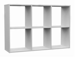 Topeshop MALAX 2X3 BIEL, Weiß, 6 Regale, Partikelbord, Partikelbord, Acrylnitril-Butadien-Styrol (ABS), Matt