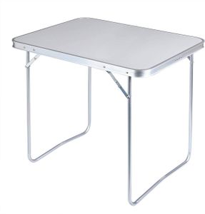 WOLTU Kempingový stôl Skladací stôl 80 x 60,5 x 70 cm Skladací záhradný stôl z hliníka a MDF na piknik na pláži vonku sivý
