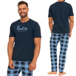 Pánské pyžamo Moraj s krátkým rukávem + pyžamové kalhoty 5900-004, barva: modrá, velikost: 3XL