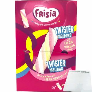 Frisia Schaumzucker Twister Mallows Marshmallows 60 Stück (1,050kg Karton) + usy Block