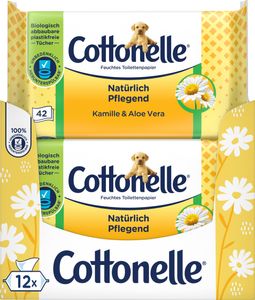 Cottonelle Feuchtes Toilettenpapier Kamille & Aloe Vera Vorteilspack 12 x 42 Tücher