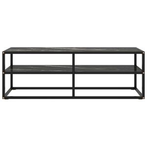 vidaXL TV-Schrank Schwarz mit Hartglas Marmor-Optik 120x40x40 cm