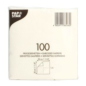 PAPSTAR 88568 Servietten - 30 x 30 cm, 1-lagig, weiß, 100 Stück