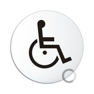 Türschild - Rollstuhl WC | Toilettenschild behindertengerecht aus Aluminium | Ø 100 mm