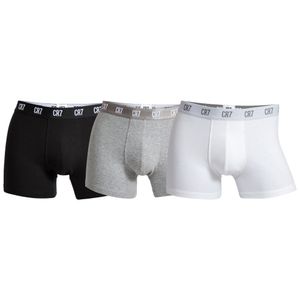 CR7 pánské boxerky, 3-pack - trenýrky, organická bavlna, strečová černá/šedá/bílá L