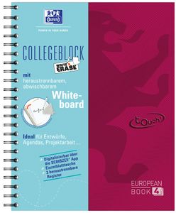 Oxford Touch European Book 4 "Write & Erase" DIN A4+ beere kariert 120 Blatt