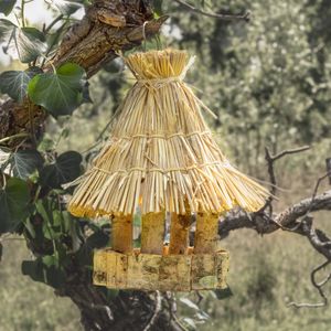 Futterstation aus Birke, Vogelhaus für Winterfütterung, Vogelfutterhaus