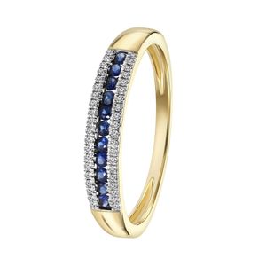 Ring, 750 Gelbgold, Saphir, Diamant 0,06 kt  -  52.0 mm