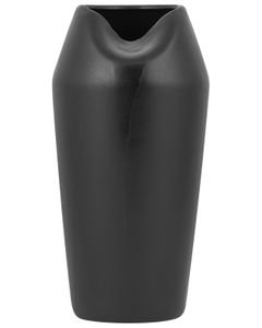 BELIANI Vase Schwarz Steinzeug 33 cm Hoch Schlank Rund mit Breiter Öffnung Unregelmässige Form Modern Wohnartikel Dekovase Tischdeko Accessoires