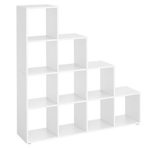 VASAGLE Bücherregal mit 10 Würfeln Raumteiler Treppenregal Standregal weiß