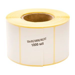 Weiße Thermo Etiketten auf Rolle - 50x30 mm - 1000 Stück