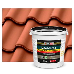 Isolbau Dachfarbe Ziegelrot 25 kg Sockelfarbe Fassadenfarbe Dachbeschichtung RAL Farbe