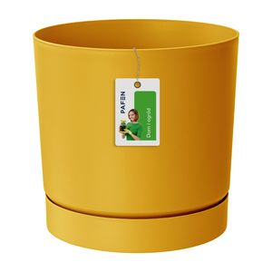 Blumentopf Prosperplast Übertopf aus Kunststoff Blumenkübel mit Untersetzer Rund Mustard 8 l
