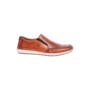 Rieker Herren Slipper Leder Halbschuh Lochmuster Stretch 08868, Größe:43 EU, Farbe:Braun