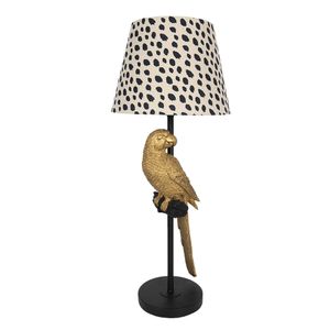 Clayre & Eef Tischlampe Ø 25x73 cm  Schwarz Beige Metall Papagei