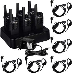 Retevis RT668 Funkgeräte mit Headset, PMR446 Walkie Talkies mit 6 Wege Ladegerät, 1200mAh, VOX, Wiederaufladbare Walkie Talkie Akku für Schule, Fabrik, Baustelle, Bar (6 Stück, Schwarz)