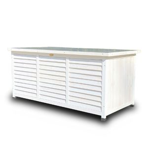Rijoka Gartenbox aus Holz | Metall Dach | Weiß | 1322 x 660 x 605mm