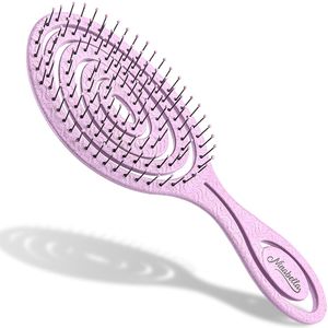 Ninabella Entwirrbürste Ninabella Bio Haarbürste ohne Ziepen für Damen, Herren & Kinder - Entwirrbürste auch für Locken & Lange Haare - Einzigartige Profi Detangler-Bürste mit Spiralfeder - Pink