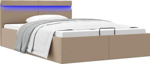 Stauraumbett mit LED Cappuccino-Braun Kunstleder 120×200cm
