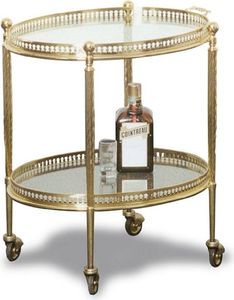 Casa Padrino Luxus Jugendstil Servierwagen Gold 52 x 41 x H. 56 cm - Edler Messing Trolley mit Glasplatten - Barock & Jugendstil Gastronomie Accessoires