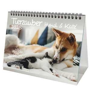 Tierzauber Hund und Katz' DIN A5 Tischkalender für 2025 Hunde Katzen und ihre Freundschaften - Seelenzauber