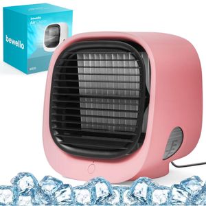 Bewello® - USB-Ventilator Luftkühler - Kleiner Tischventilator Airco  - Mobiler Wasser Luftkühler - mit LED licht - Flüsterleise Tisch Lüfter