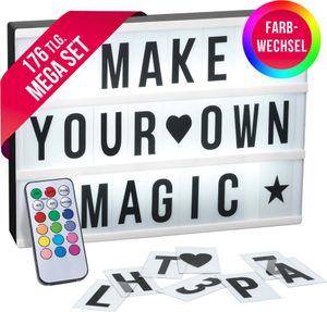 EASYmaxx LED-Leuchtkasten in Schwarz/Weiß mit 173 Buchstaben & Symbole