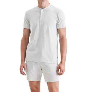 Seidensticker Henley Schlafanzug kurz Shirt im Henley-Design mit kurzer Knopfleiste, Elastisches Material mit Baumwolle und Modal, Hose mit elastischem Bund