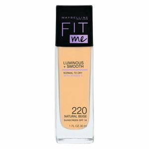 Maybelline Fit Me! Luminous + Smooth Foundation Flüssiges Make Up für eine einheitliche und aufgehellte Gesichtshaut 220 Natural Beige 30 ml