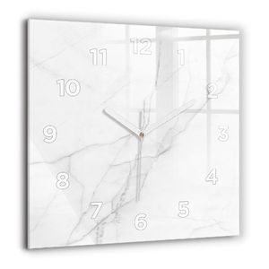 Wallfluent Große Wanduhr – Stilles Quarzuhrwerk - Uhr Dekoration Wohnzimmer Schlafzimmer Küche - Zifferblatt - weiße Zeiger - 60 cm - Dekorativer Marmor