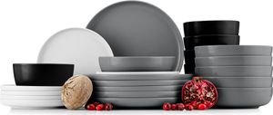 Konsimo Kombiservice VICTO Schale Dessertteller Speiseteller Suppenteller 6 Personen 24tlg., Bunt, Keramik, Loft, 20 cm | 27 cm | 18,5 cm | 14,5 cm