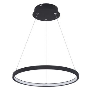 LED Hängeleuchte, Ring-Design, schwarz-matt, opal, 38,5 cm
