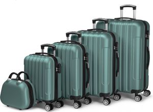 FCH Hartschalenkoffer Reisekoffer-Set Koffer-Set Trolley-Set 5 Stk. mit Längsstreifen ABS FCH Hartschalenkoffer Reisekoffer-Set Koffer-Set Trolley-Set 5 Stk. mit Längsstreifen ABS