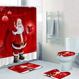 Weihnachten Toilettensitz Abdeckung Dekorationen, Weihnachtsmann WC-Sitzbezug und Teppich,(A4)