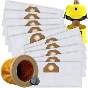10 worków do odkurzaczy z 1 filtrem pasujących do odkurzaczy Kärcher KFI 357 KFI357 KA 40 2.863-314.0 WD2 Plus WD3 WD3s WD4 WD5 WD6 Replacement Retoo