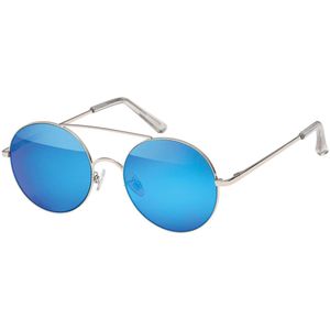 Gil Sonnenbrille Herren Desginer Metall Sonnen Brillen Rund 100% UV400 30415 Blau Silber