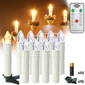 LZQ 10X Warmweiß Weinachten LED Kerzen Kabellose Weihnachtsbeleuchtung Flammenlose Lichterkette Weihnachtskerzen mit Batterie & Fernbedienung