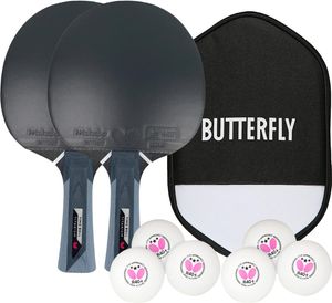 Butterfly 2 x Timo Boll Titanium Tischtennisschläger + Hülle + 6 x 40+ 3*** Bälle