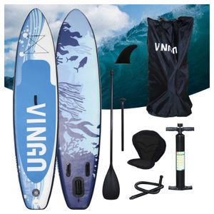 Jiubiaz SUP Board,Surfboard Aufblasbar Stand Up paddle 320cm, Rucksack - Paddling Board Blau und weiß Mit Sitz