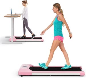 GOPLUS Walking Pad, Laufband Schreibtisch für Zuhause mit LED Display & Fernbedienung, 2,25PS & 1-6 km/h, Walking Treadmill bis 120kg belastbar für Untertisch & Büro