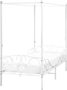 BELIANI Posteľ s baldachýnom biela kovový rám 90 x 200 cm retro dekoratívne čelo postele