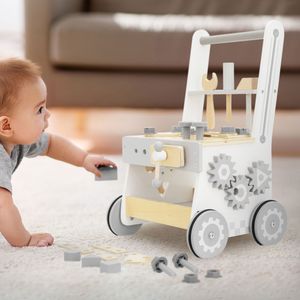 Joyz Lauflernwagen für Kinder, Grau, aus Holz, Multifunktionale Baby Walker ab 1 Jahr